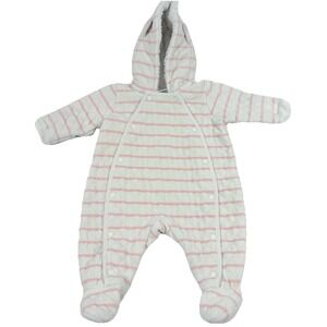 Nordstrom Bunting Suit 3 Months Pink Stripe Hooded Snap Button Lined Warm Layer